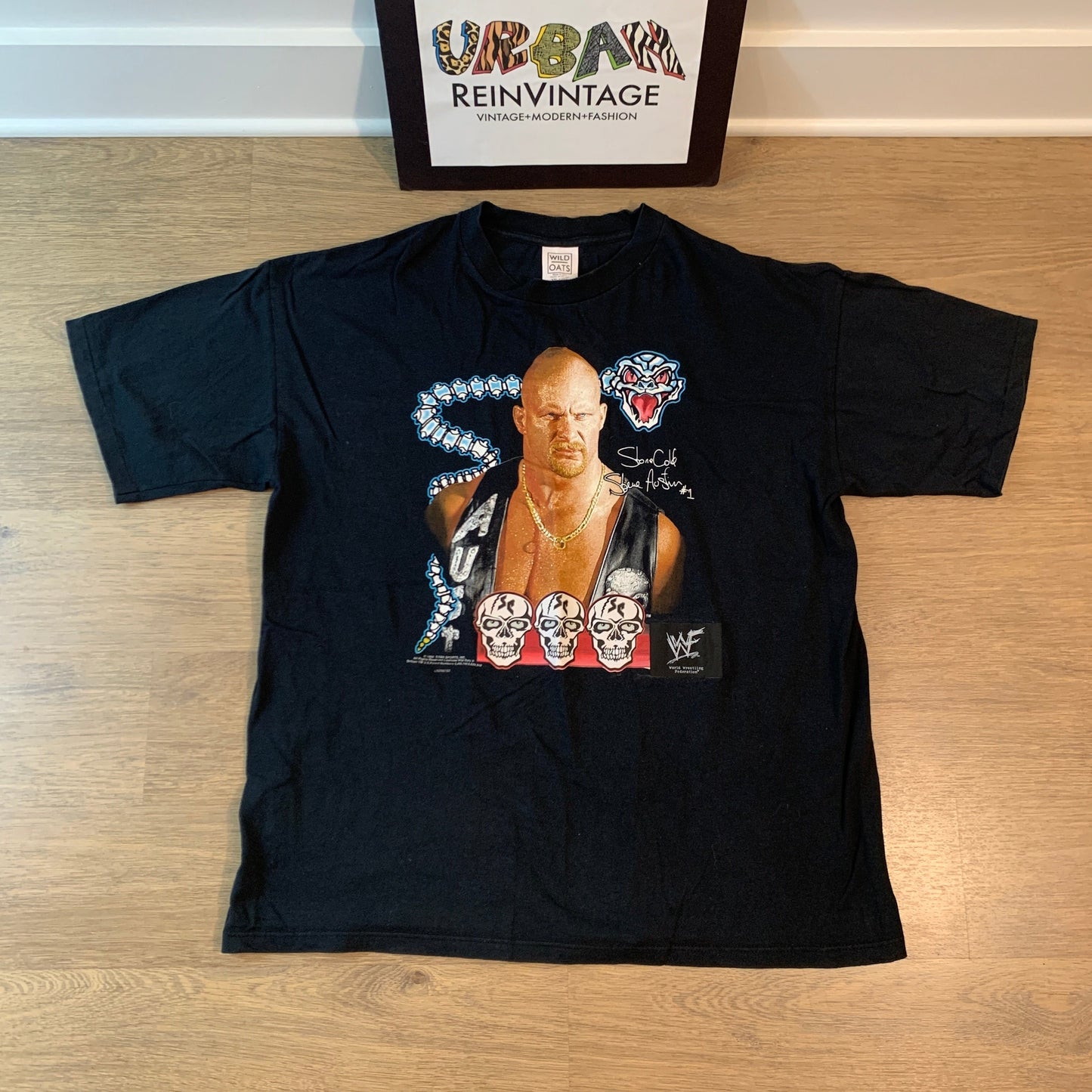 VINTAGE 1999 WWF STONE COLD STEVE AUSTIN WILD OATS T SHIRT SZ 2XL